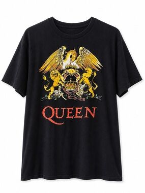 Queen Band Graphic T Shirt XL Black Classic Crest Logo Rock Tee